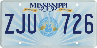 MS license plate ZJU726