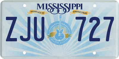 MS license plate ZJU727