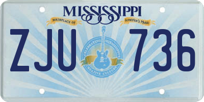 MS license plate ZJU736