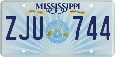 MS license plate ZJU744