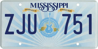 MS license plate ZJU751