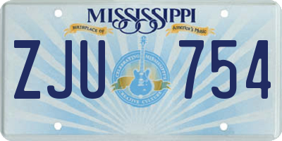 MS license plate ZJU754