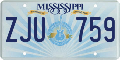 MS license plate ZJU759