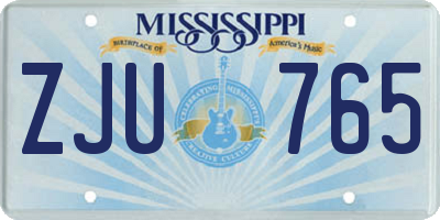 MS license plate ZJU765