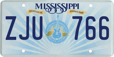 MS license plate ZJU766