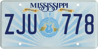 MS license plate ZJU778