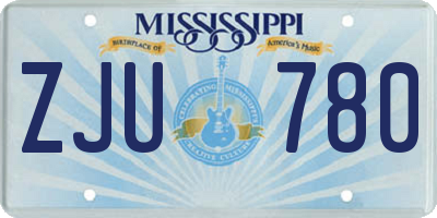 MS license plate ZJU780