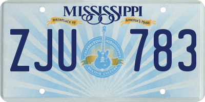 MS license plate ZJU783
