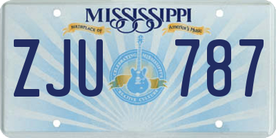 MS license plate ZJU787