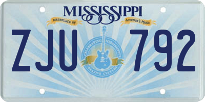 MS license plate ZJU792