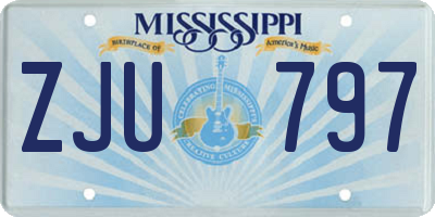 MS license plate ZJU797
