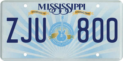 MS license plate ZJU800