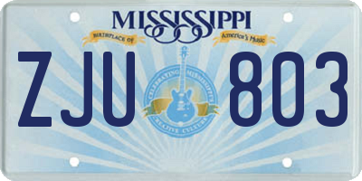 MS license plate ZJU803