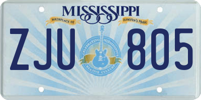MS license plate ZJU805