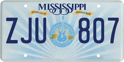 MS license plate ZJU807