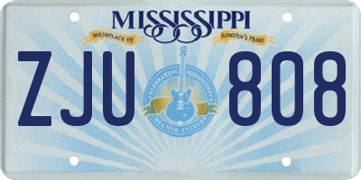 MS license plate ZJU808