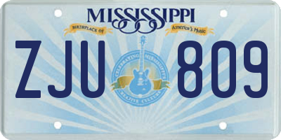 MS license plate ZJU809