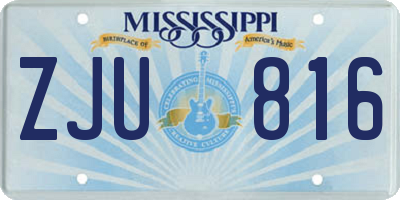 MS license plate ZJU816