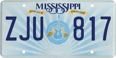 MS license plate ZJU817