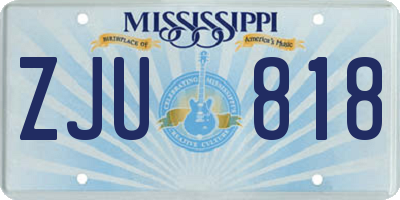 MS license plate ZJU818