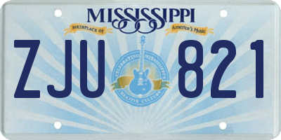 MS license plate ZJU821