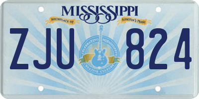 MS license plate ZJU824