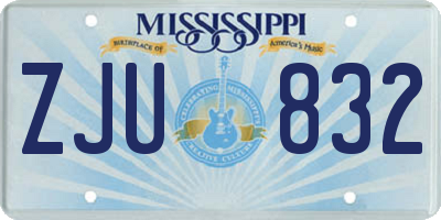MS license plate ZJU832