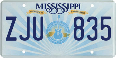 MS license plate ZJU835