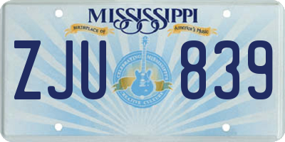 MS license plate ZJU839