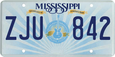 MS license plate ZJU842