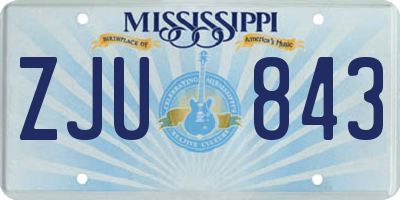 MS license plate ZJU843