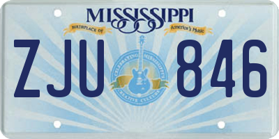 MS license plate ZJU846