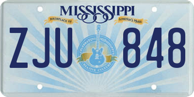 MS license plate ZJU848