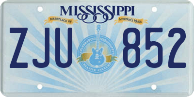 MS license plate ZJU852