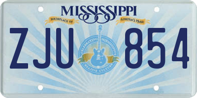 MS license plate ZJU854