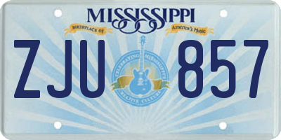 MS license plate ZJU857
