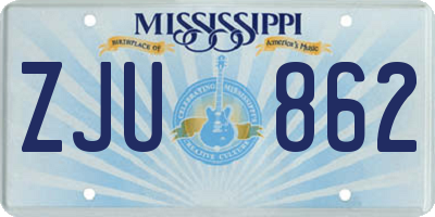 MS license plate ZJU862