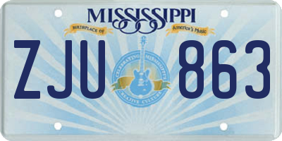 MS license plate ZJU863