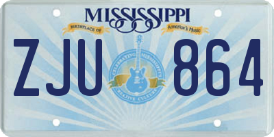 MS license plate ZJU864