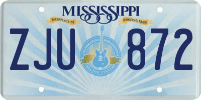 MS license plate ZJU872