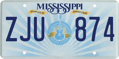 MS license plate ZJU874