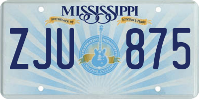 MS license plate ZJU875