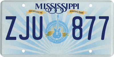 MS license plate ZJU877