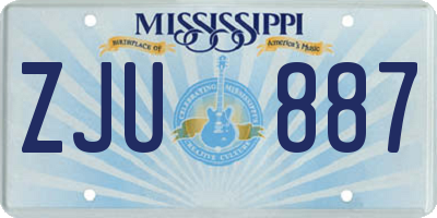 MS license plate ZJU887