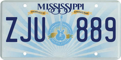 MS license plate ZJU889