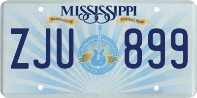 MS license plate ZJU899