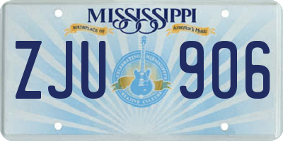 MS license plate ZJU906