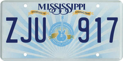 MS license plate ZJU917