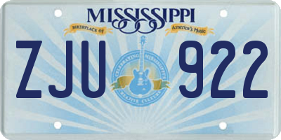 MS license plate ZJU922
