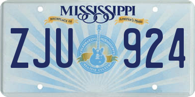MS license plate ZJU924